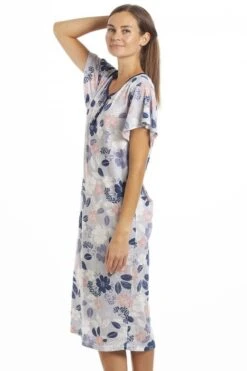 Camille Multicoloured Floral Leaf Print Jersey Nightdress -Camille Sales Store camille multicoloured floral leaf print jersey nightdress p3874 59748 medium