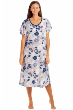 Camille Multicoloured Floral Leaf Print Jersey Nightdress