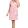Camille Pink Checkered Cotton Nightdress -Camille Sales Store camille pink checkered cotton nightdress p3599 41868 medium