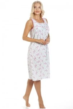 Camille Pink Floral Print Aqua Blue Sleeveless Nightdress -Camille Sales Store camille pink floral print aqua blue sleeveless nightdress p3569 40765 medium