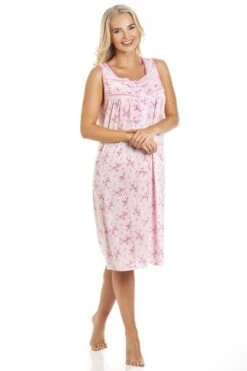 Camille Pink Floral Print Sleeveless Nightdress -Camille Sales Store camille pink floral print sleeveless nightdress p3573 40885 medium