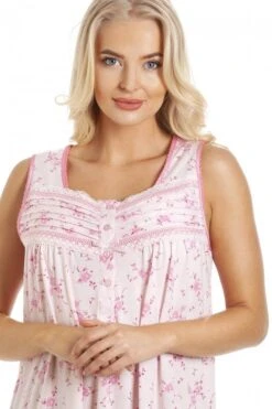 Camille Pink Floral Print Sleeveless Nightdress -Camille Sales Store camille pink floral print sleeveless nightdress p3573 40893 medium