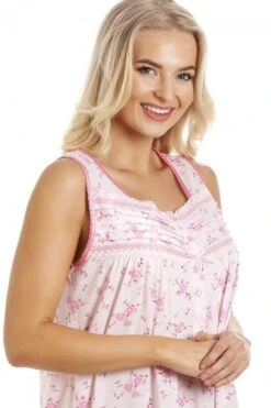 Camille Pink Floral Print Sleeveless Nightdress -Camille Sales Store camille pink floral print sleeveless nightdress p3573 40897 medium