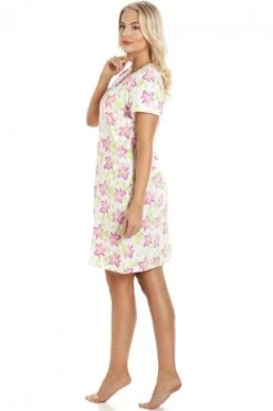 Camille Pink Floral Print White Cotton Nightdress -Camille Sales Store camille pink floral print white cotton nightdress p3602 41949 medium