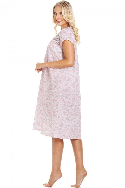 Camille Pink Floral White Short Sleeve Nightdress 5 Camille Pink Floral White Short Sleeve Nightdress - Image 3