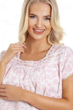 Camille Pink Floral White Short Sleeve Nightdress 11 Camille Pink Floral White Short Sleeve Nightdress -Camille Sales Store camille pink floral white short sleeve nightdress p3574 40917 medium