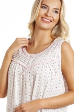 Camille Pink & Grey Floral Pinstriped Sleeveless Nightdress -Camille Sales Store camille pink grey floral pinstriped sleeveless nightdress p3591 41520 medium