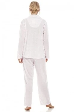 Camille Pink & Grey Pin Dot Long Sleeve Polycotton Button Front Pyjama Set -Camille Sales Store camille pink grey pin dot long sleeve polycotton button front pyjama set p3274 52387 medium