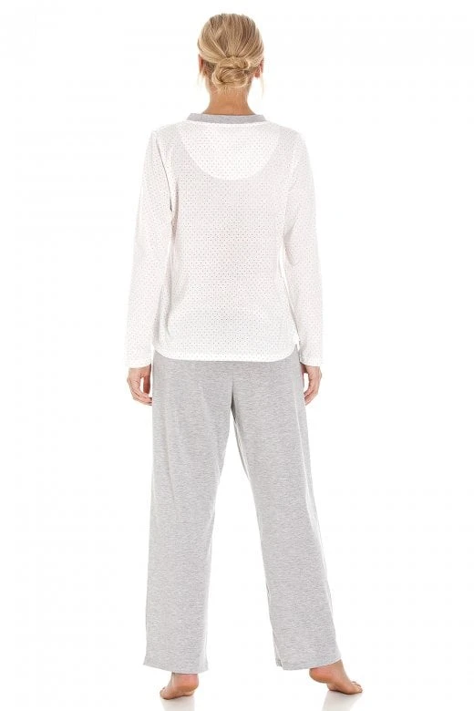 Camille Pink & Grey Pin Dot Long Sleeve Polycotton Pyjama Set 5 Camille Pink & Grey Pin Dot Long Sleeve Polycotton Pyjama Set - Image 3
