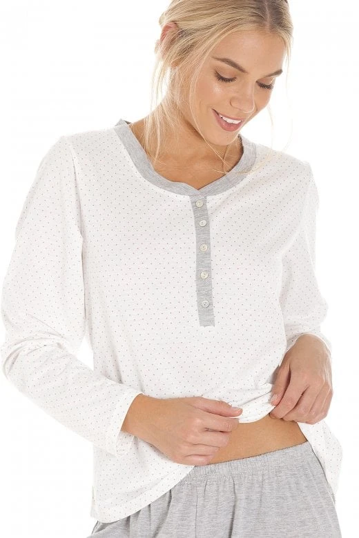 Camille Pink & Grey Pin Dot Long Sleeve Polycotton Pyjama Set 7 Camille Pink & Grey Pin Dot Long Sleeve Polycotton Pyjama Set - Image 5