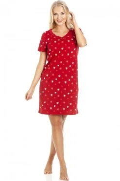 Camille Red Heart Print Cotton Nightdress