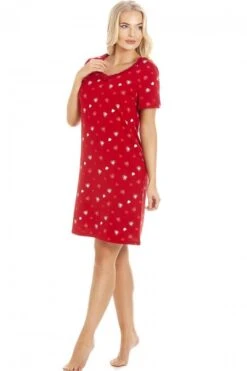 Camille Red Heart Print Cotton Nightdress -Camille Sales Store camille red heart print cotton nightdress p2613 41684 medium