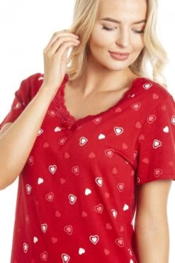 Camille Red Heart Print Cotton Nightdress -Camille Sales Store camille red heart print cotton nightdress p2613 41685 medium