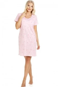 Camille Rose Print Light Pink Nightdress