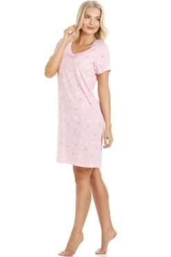 Camille Rose Print Light Pink Nightdress -Camille Sales Store camille rose print light pink nightdress p2230 41669 medium