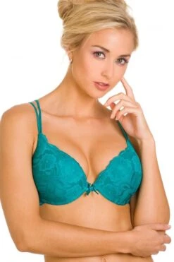 Camille Super Boost Padded Push Up Green Underwired Bra