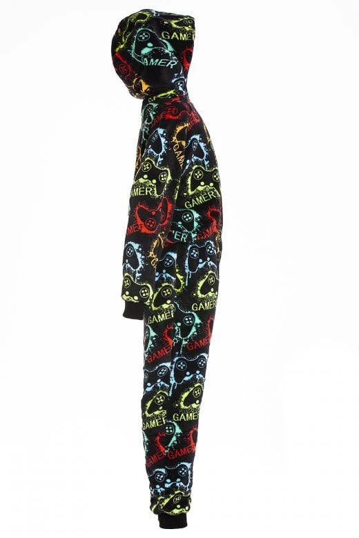 Camille Camille Supersoft Fleece Gamer Print Onesie For Men And Children 4 Camille Camille Supersoft Fleece Gamer Print Onesie For Men And Children - Image 2