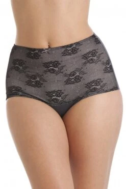 Camille Two Pack Grey Seamfree High Waist Floral Mesh Briefs