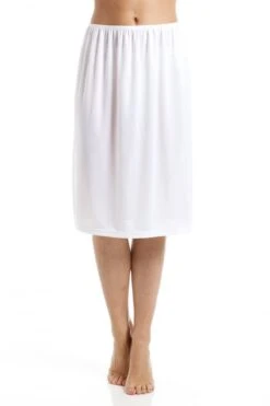Camille White 24'' Half Length Cling Resistant Under Skirt Slip