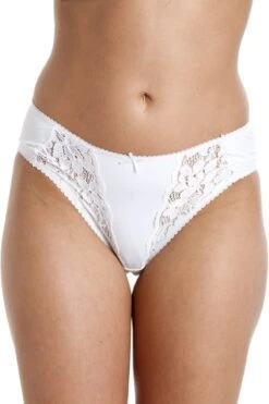 Camille White High Leg Floral Lace 2 Pack Briefs