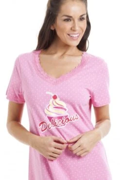 Camille White Polka Dot Delicious Cupcake Motif Pink Cotton Nightdress -Camille Sales Store camille white polka dot delicious cupcake motif pink cotton nightdress p2881 17330 medium