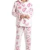 Camille White Supersoft Fleece Pink Heart Print Pyjama Set -Camille Sales Store camille white supersoft fleece pink heart print pyjama set p2308 11160 medium