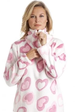 Camille White Supersoft Fleece Pink Heart Print Pyjama Set -Camille Sales Store camille white supersoft fleece pink heart print pyjama set p2308 11162 medium