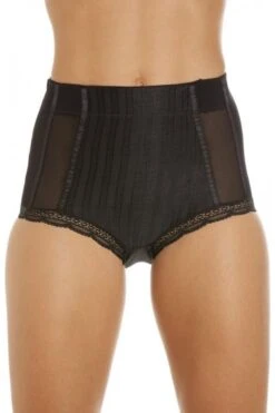 Camille Womens 2 Pack Black High Waisted Mesh Support Panel Control Briefs