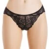 Camille Womens 3 Pack Black Floral Lace Brazilian Briefs