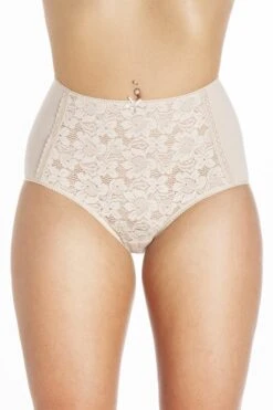 Camille Womens 3 Pack Lace Front Full Briefs Nude