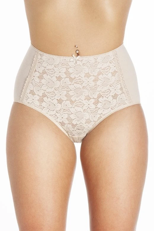 Camille Womens 3 Pack Lace Front Full Briefs Nude