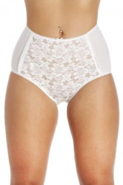 Camille Womens 3 Pack Lace Front Full Briefs White