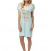 Camille Womens Aqua Blue Nightdress With Floral Print & Quote -Camille Sales Store camille womens aqua blue nightdress with floral print quote p3798 47959 medium