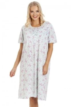 Camille Womens Aqua Blue PolyCotton Short Sleeve Floral Nightdresses 11 Camille Womens Aqua Blue PolyCotton Short Sleeve Floral Nightdresses -Camille Sales Store camille womens aqua blue polycotton short sleeve floral nightdresses p3568 40698 medium