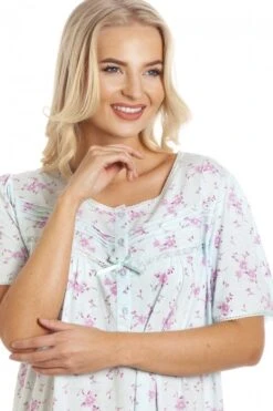 Camille Womens Aqua Blue PolyCotton Short Sleeve Floral Nightdresses 14 Camille Womens Aqua Blue PolyCotton Short Sleeve Floral Nightdresses -Camille Sales Store camille womens aqua blue polycotton short sleeve floral nightdresses p3568 40710 medium