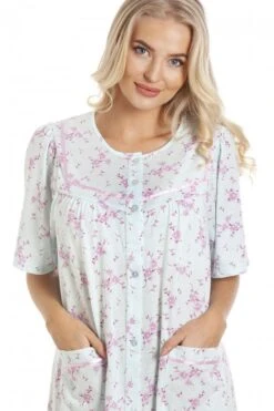 Camille Womens Aqua Short Sleeve Button Up Floral Nightdress -Camille Sales Store camille womens aqua short sleeve button up floral nightdress p3570 40845 medium