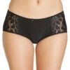 Camille Womens Black Lace Panel Jacquard 3 Pack Boxer Shorts