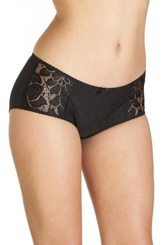 Camille Womens Black Lace Panel Jacquard 3 Pack Boxer Shorts 4 Camille Womens Black Lace Panel Jacquard 3 Pack Boxer Shorts - Image 3