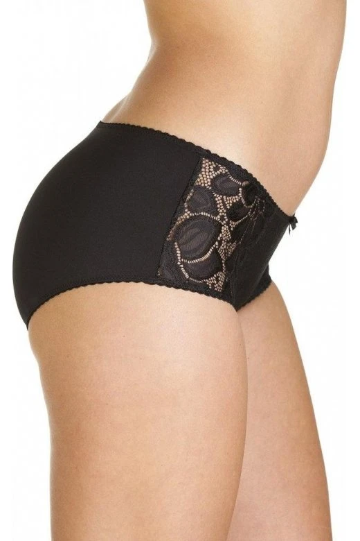 Camille Womens Black Lace Panel Jacquard 3 Pack Boxer Shorts 3 Camille Womens Black Lace Panel Jacquard 3 Pack Boxer Shorts - Image 2