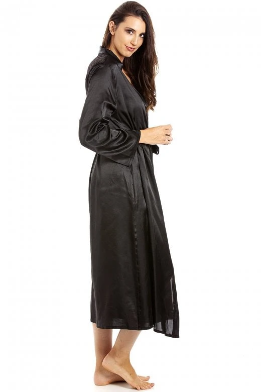 Camille Camille Womens Black Long Satin Wraps 4 Camille Camille Womens Black Long Satin Wraps - Image 2