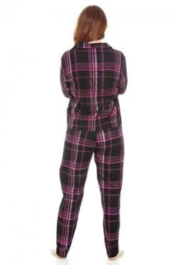 Camille Womens Black & Pink Checkered Flannel Pyjama Set -Camille Sales Store camille womens black pink checkered flannel pyjama set p3781 48024 medium