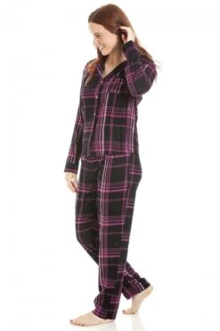 Camille Womens Black & Pink Checkered Flannel Pyjama Set -Camille Sales Store camille womens black pink checkered flannel pyjama set p3781 48025 medium