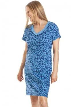 Camille Womens Blue Animal Print Cotton Nightdress -Camille Sales Store camille womens blue animal print cotton nightdress p3676 44812 medium