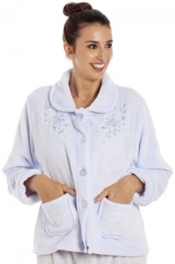 Camille Camille Womens Blue Button Bed Jacket