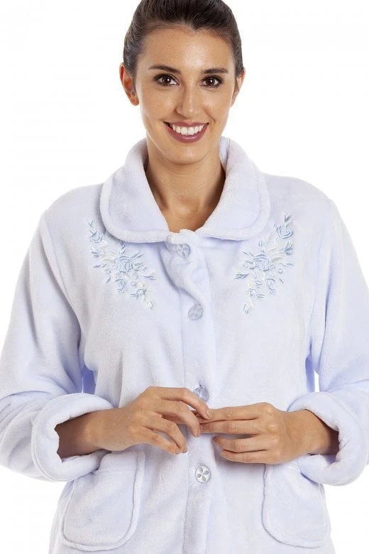 Camille Camille Womens Blue Button Bed Jacket 7 Camille Camille Womens Blue Button Bed Jacket - Image 5