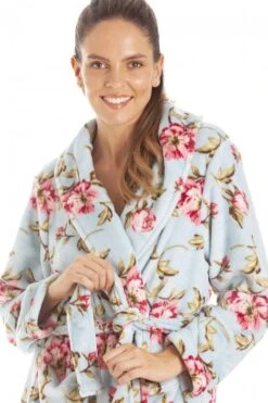 Camille Womens Blue Floral Katie Bathrobe -Camille Sales Store camille womens blue floral katie bathrobe p3624 43170 medium