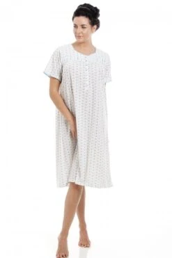 Camille Womens Blue & Grey Pinstriped Short Sleeve Nightdress -Camille Sales Store camille womens blue grey pinstriped short sleeve nightdress p3119 41489 medium