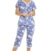Camille Womens Blue Lightweight White Floral Capri Pyjama Set -Camille Sales Store camille womens blue lightweight white floral capri pyjama set p3722 48977 medium