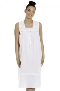 Camille Camille Womens Blue Polka Dot White Sleeveless Nightdress