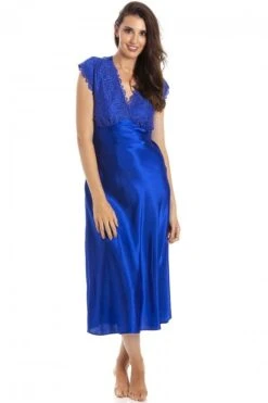 Camille Camille Womens Blue Satin Chemise